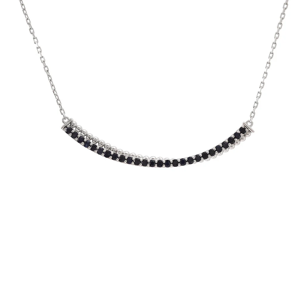 Collar de plata barrita con zafiros